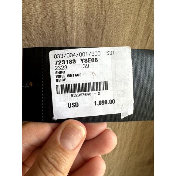 Saint Laurent Paris Voile Vintage Beige Button Down Size 39 (15.5) - Picture 8 of 9